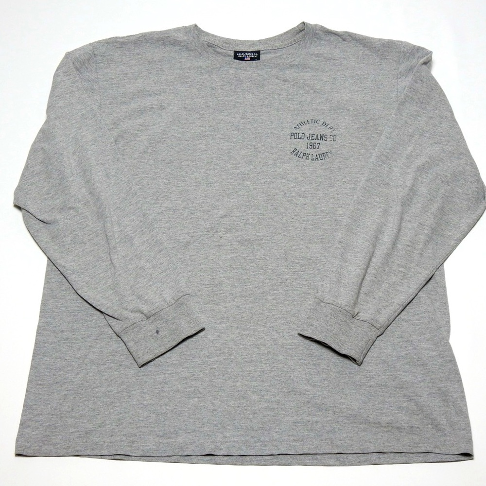 Vintage Polo Jeans Company Ralph Lauren 67 T-shirt M Gray Long Sleeve Mens Y2K - Picture 3 of 9
